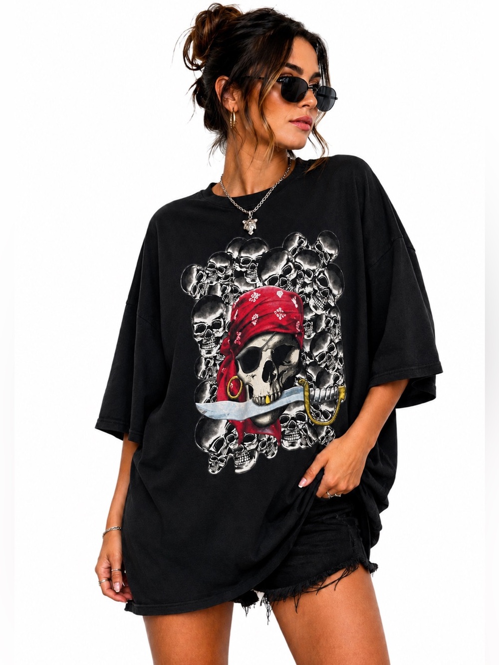 Triple Seven Vintage Skull Pirate T-Shirt Size 3XL
